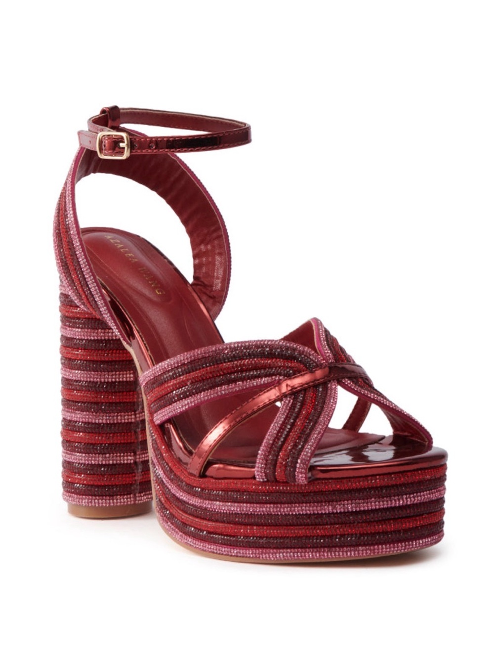 Azalea Wang Kinslee Burgundy sandal heel 7.5
